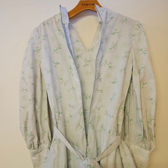 Vintage Floral Maxi Dress Size S Lace Long Sleeve Milkmaid Prairie Cottagecore - Picture 4 of 10